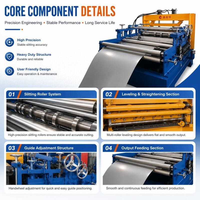 Core components of metal sheet slitting and leveling machine